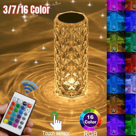 16 Colors Diamond Rose Crystal Touch Lamp Bedside Acrylic Usb Rechargeable Table Lamp β With Remote