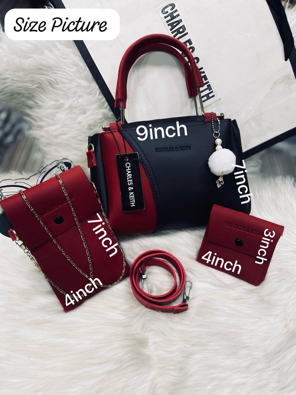 Women's raxine plain hand bag set