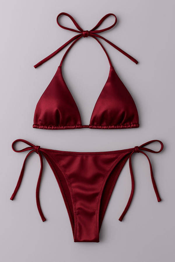 Women’s Triangle Bikini Set – Halter Neck Top & Adjustable Side-Tie Bottom