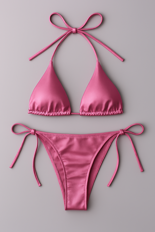 Women’s Triangle Bikini Set – Halter Neck Top & Adjustable Side-Tie Bottom