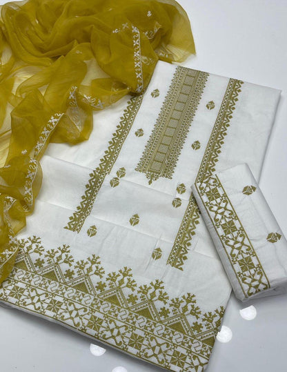 3 pcs women unstiched embroidered suit