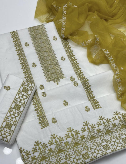 3 pcs women unstiched embroidered suit