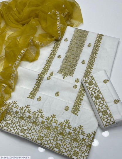 3 pcs women unstiched embroidered suit