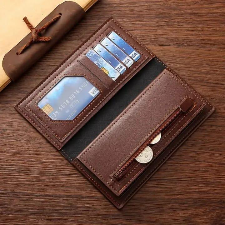 Men’s Premium Leather Long Wallet – Black, Light Brown & Dark Brown