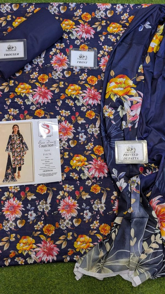 ✨ Binsaeed❤️ Bana Dora 3piece Unstitched Suit Summaer Lawn Collection