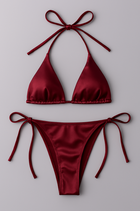 Women’s Triangle Bikini Set – Halter Neck Top & Adjustable Side-Tie Bottom