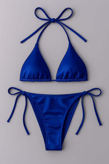 Women’s Triangle Bikini Set – Halter Neck Top & Adjustable Side-Tie Bottom