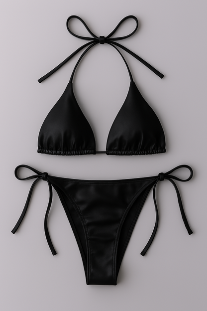 Women’s Triangle Bikini Set – Halter Neck Top & Adjustable Side-Tie Bottom
