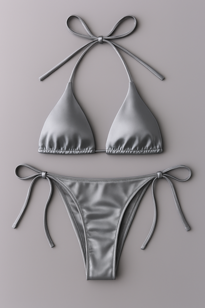 Women’s Triangle Bikini Set – Halter Neck Top & Adjustable Side-Tie Bottom