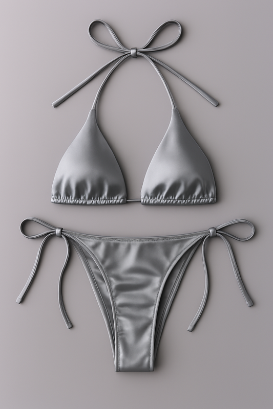 Women’s Triangle Bikini Set – Halter Neck Top & Adjustable Side-Tie Bottom